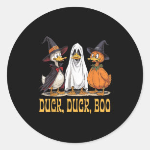 Duck Duck Boo Funny Halloween Costume Witch Ghost Classic Round Sticker