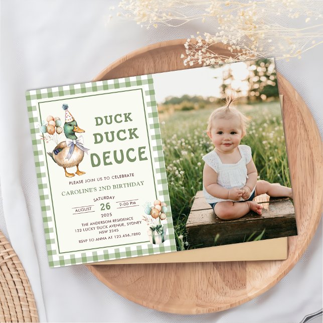 Duck Duck Deuce Balloon 2nd Birthday Invitation (Creator Uploaded)