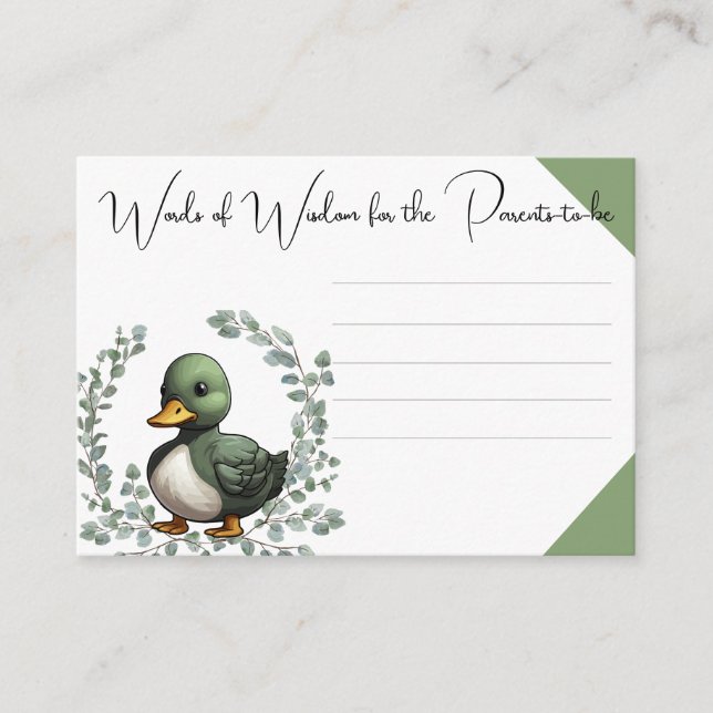 Duck Duck Oh Baby duck theme baby shower Enclosure Card (Front)