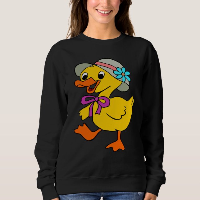 DUCK DUCKLING HAT RIBBON EASTER DUCK GOOSE BIRD SWEATSHIRT (Front)