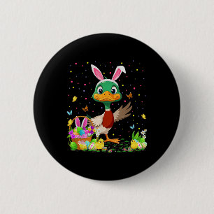 Duck Easter Egg Hunt Bunny Ear Duck Happy Easter 6 Cm Round Badge