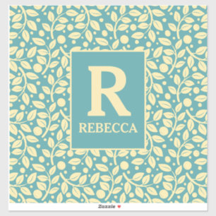 Duck Egg Blue and Cream Leaf Pattern Luggage