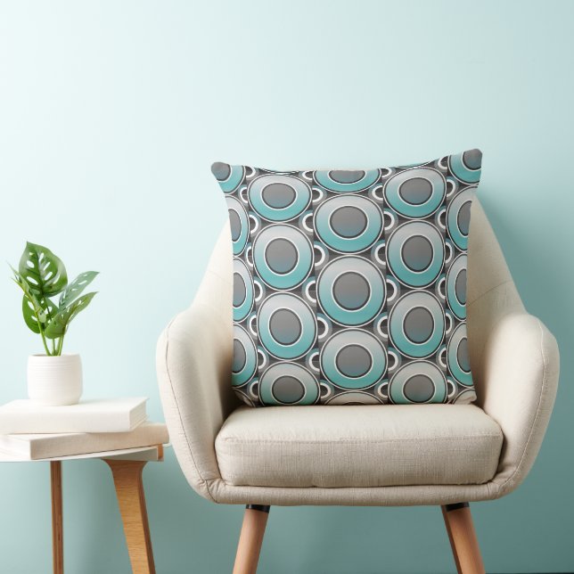 Duck Egg Blue Doughnut With Grey Tracks Cushion (Chair)