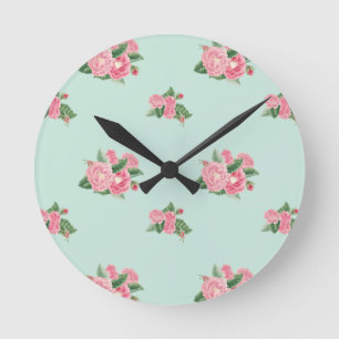 Duck egg blue floral clock