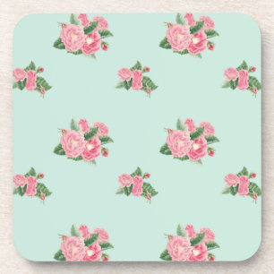 Duck egg blue floral coaster