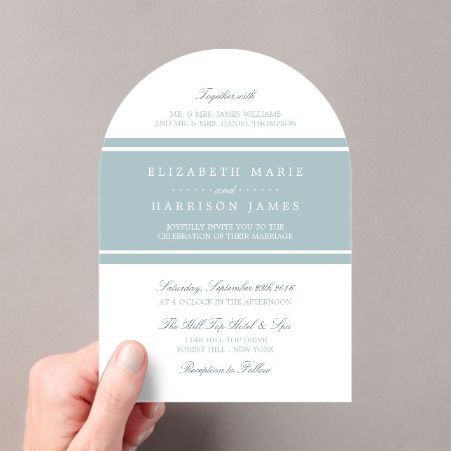 Duck Egg Blue Modern Wedding Acrylic Invitations (Insitu (Handheld))