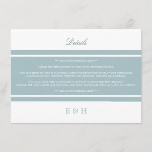 Duck Egg Blue Modern Wedding Detail Enclosure Card