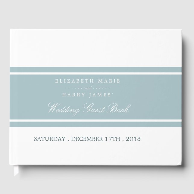 Duck Egg Blue Modern Wedding Guest Book (Front)