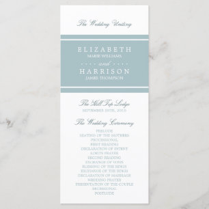 Duck Egg Blue Modern Wedding Program