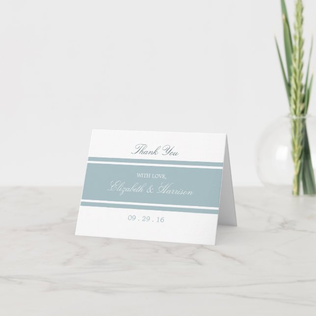 Duck Egg Blue Modern Wedding Thank You (Front)