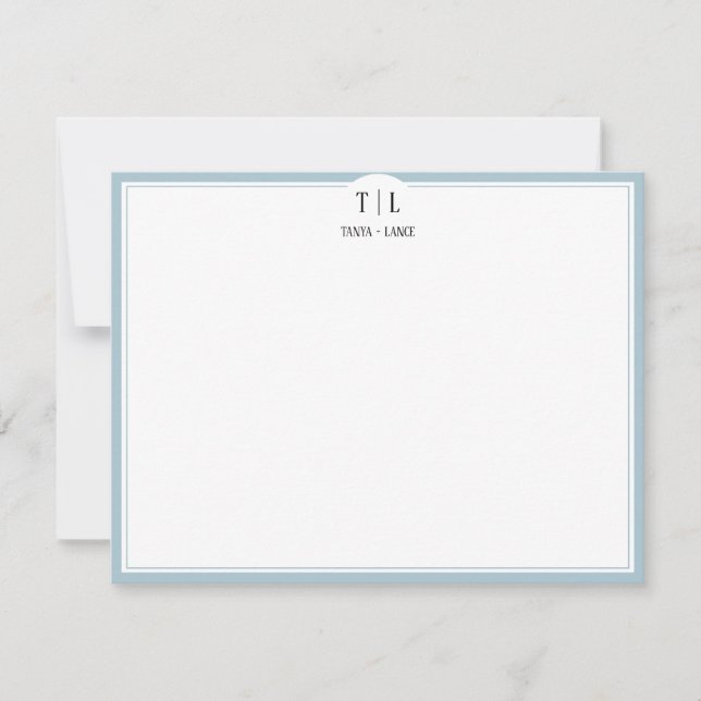 Duck Egg Blue Monogram Initials Couple Custom Card (Front)