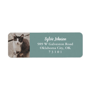 Duck Egg Blue Pet Photo Return Address Label