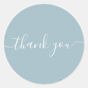 duck egg blue Thank You Classic Round Sticker