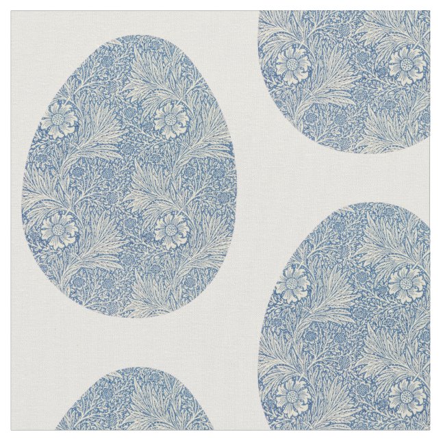Duck Egg Blue Traditional Greenery Floral Pattern  Fabric (Close Up)