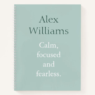Duck Egg Calm Quote Personalised Name Notebook