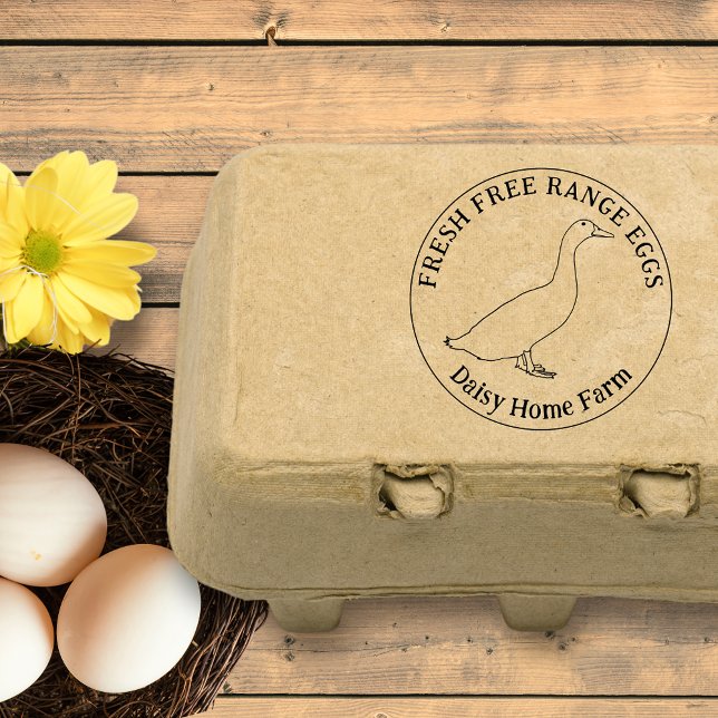 Duck Eggs Simple Business Rubber Stamp (Fresh free range duck eggs ink stamp with personalized business name)