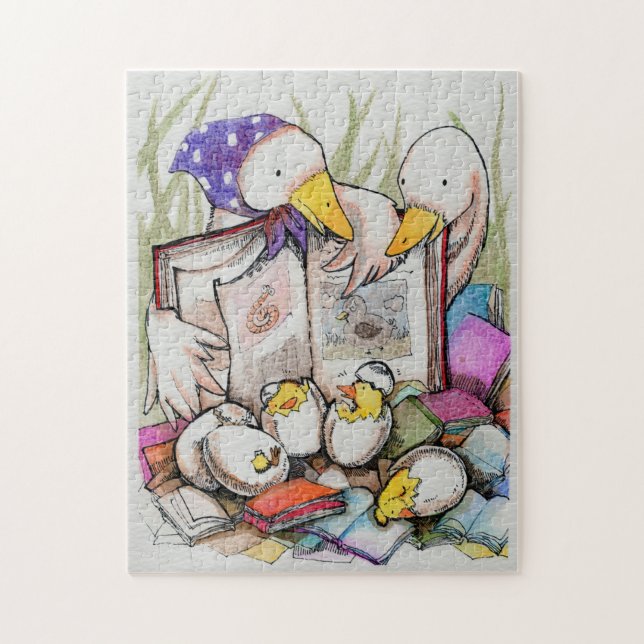 Duck family loves to read Puzzle (Vertical)