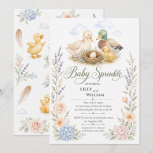 Duck Family One Sibling Baby Sprinkle Invitation