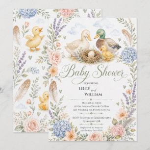 Duck Family One Sibling Baby Sprinkle Invitation