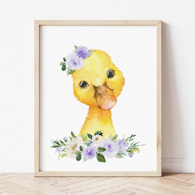 Duck, Farm Animals, Purple Flowers, Gender Neutral Photo Print (Creator Uploaded)