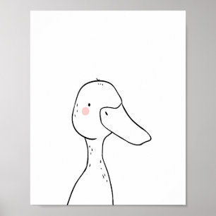 Duck Farmyard Animal Nursery Wall Art Monochrome