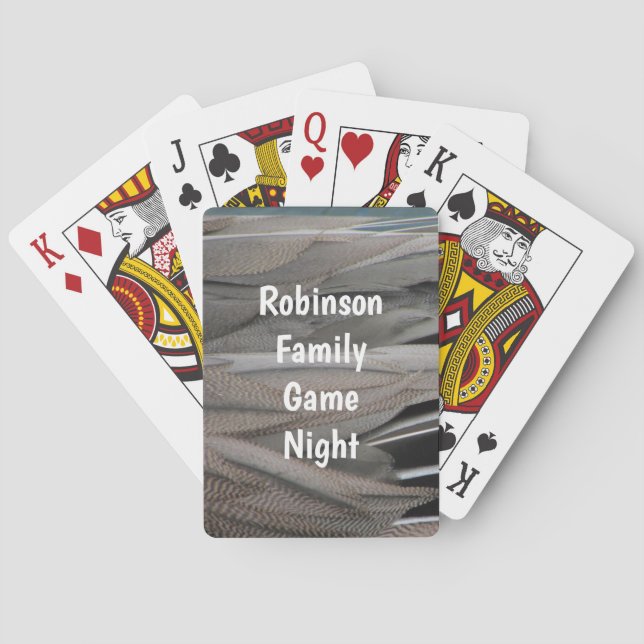 Duck Feather Photo Modern Black Grey Nature Playing Cards (Back)