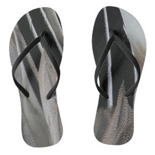 Duck Feather Photo Modern Black Grey Stripes Thongs
