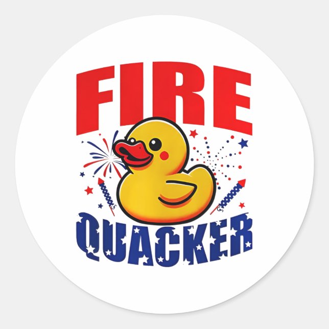 Duck Firequacker Patriotic Funny Independence 4th  Classic Round Sticker (Front)