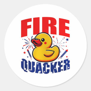 Duck Firequacker Patriotic Funny Independence 4th Classic Round Sticker