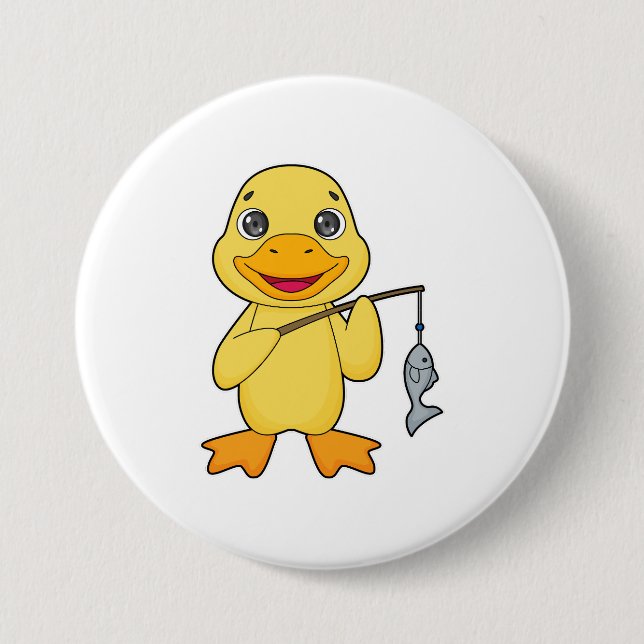 Duck Fishing Fisher Finshing rod 7.5 Cm Round Badge (Front)