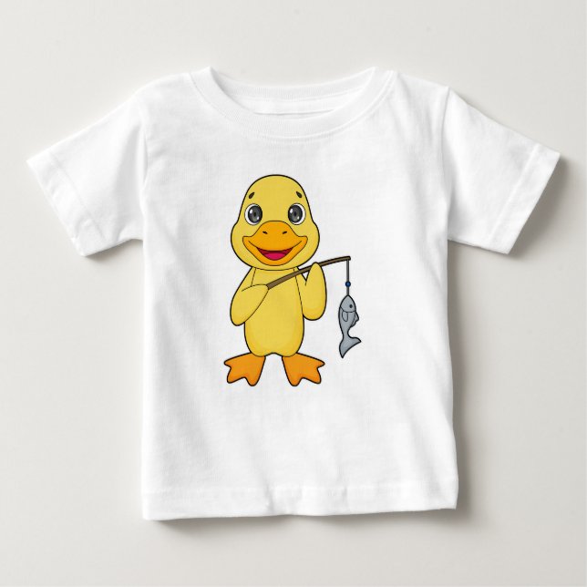 Duck Fishing Fisher Finshing rod Baby T-Shirt (Front)