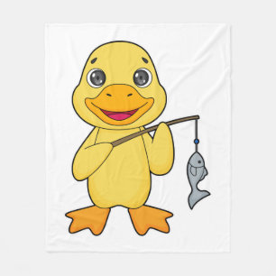 Duck Fishing Fisher Finshing rod Fleece Blanket