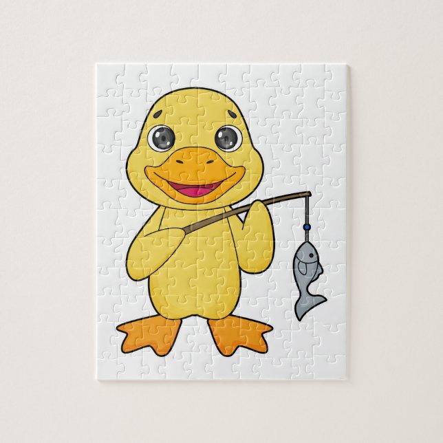 Duck Fishing Fisher Finshing rod Jigsaw Puzzle (Vertical)