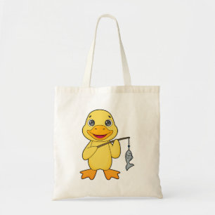Duck Fishing Fisher Finshing rod Tote Bag