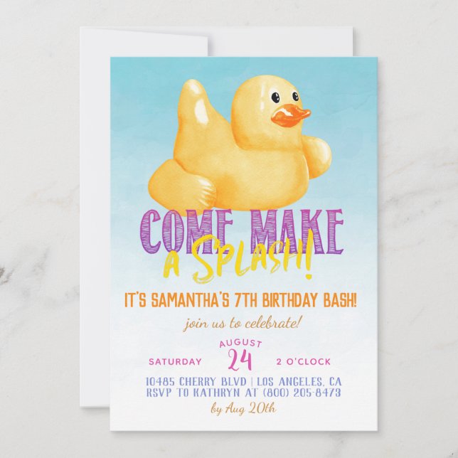 Duck Float Pool Summer Birthday Invitation (Front)