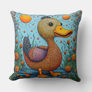 🦆 Duck Floral Throw Pillow Nature Home Decor 🌸✨