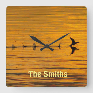 Duck Flying Through Time Wall Clock