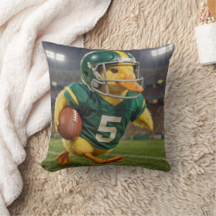 Duck Football Player In a Sports Stadium Cushion