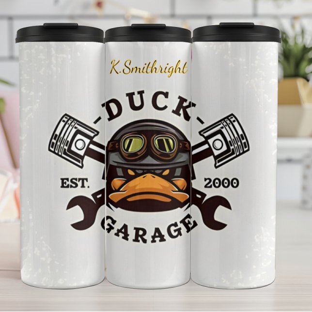 Duck Garage Mechanic Logo Design Thermal Tumbler (Creator Uploaded)