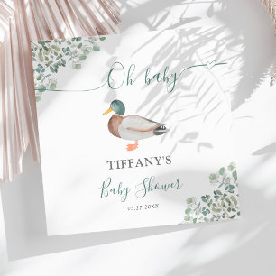 Duck Gender Neutral Greenery Baby Shower Napkin