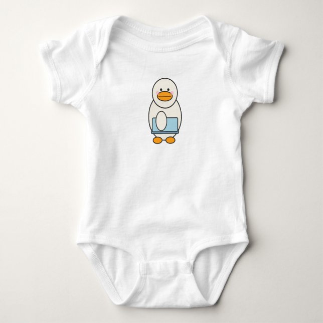 Duck going to work, funny work baby bodysuit (Front)