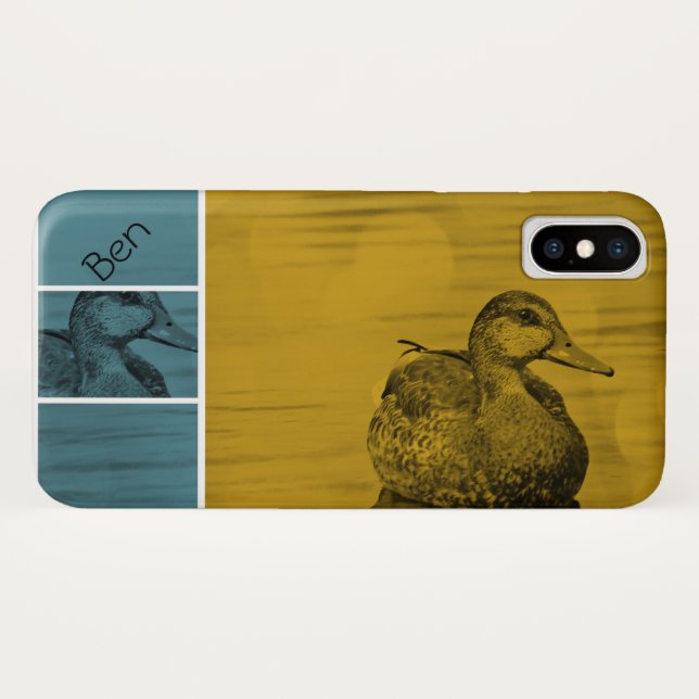 Duck-Gold and Blue *Personalise* Case-Mate iPhone Case (Back (Horizontal))
