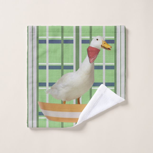 Duck Green Plaid Bathroom Towel Sets (Wash Cloth)