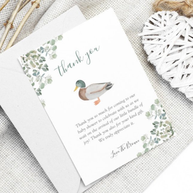 Duck Greenery Gender Neutral Baby Shower Thank You Card (Creator Uploaded)
