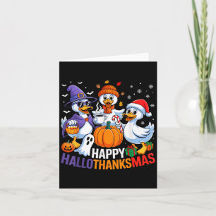 Duck Halloween Thanksgiving Christmas Happy Hallot Card