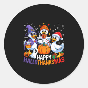Duck Halloween Thanksgiving Christmas Happy Hallot Classic Round Sticker
