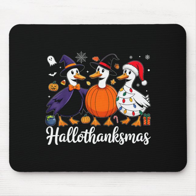 Duck Halloween Thanksgiving Christmas Happy Hallot Mouse Pad (Front)