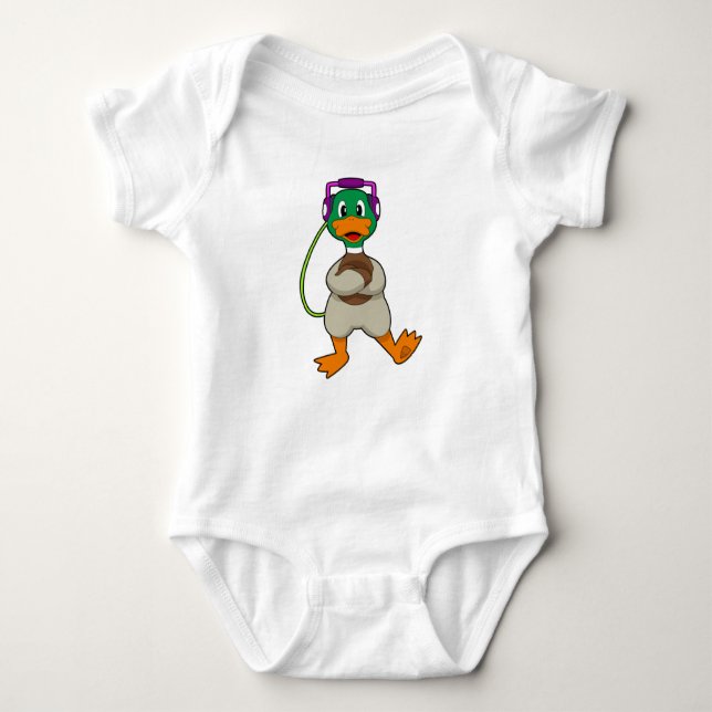 Duck Headphone Music Baby Bodysuit (Front)