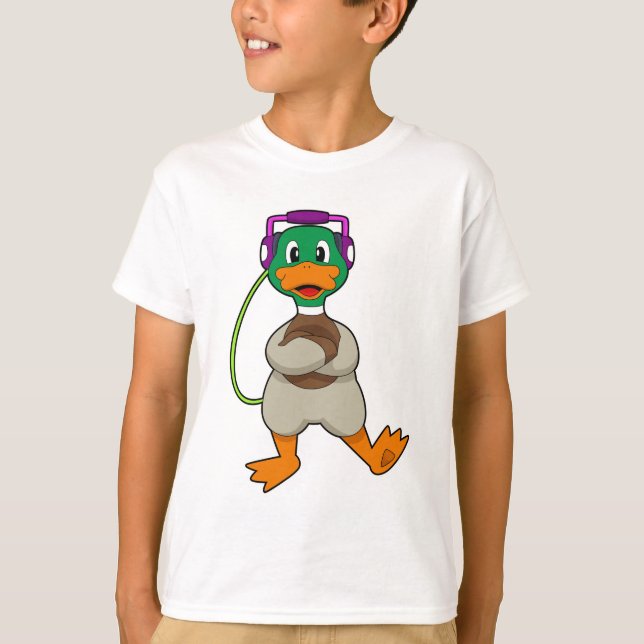 Duck Headphone Music T-Shirt (Front)