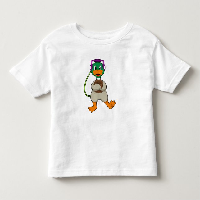 Duck Headphone Music Toddler T-Shirt (Front)